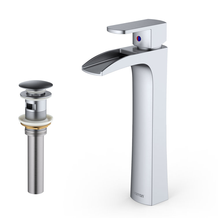Stainless Steel Single Handle Vessel Bathroom Faucet with Pop-Up Drain