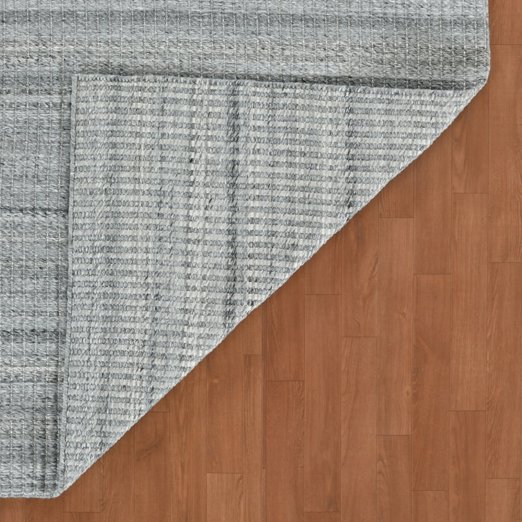 Gray Hand-Woven Rectangular Synthetic Area Rug 2' x 3'