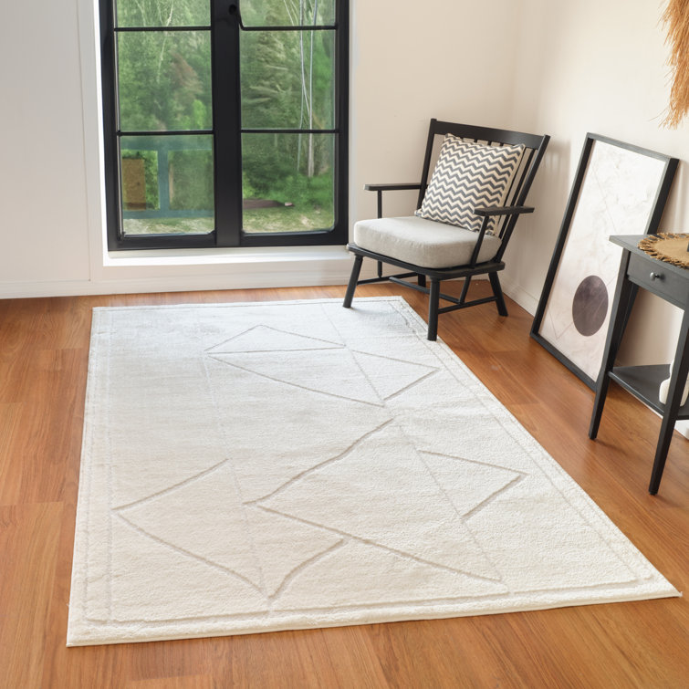 Sky Blue Geometric Hand-Woven Synthetic Area Rug