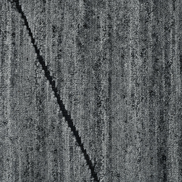 Gray Hand-Knotted Wool Abstract Rectangular Area Rug