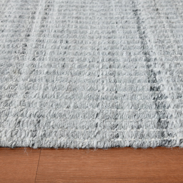 Gray Hand-Woven Rectangular Synthetic Area Rug 2' x 3'