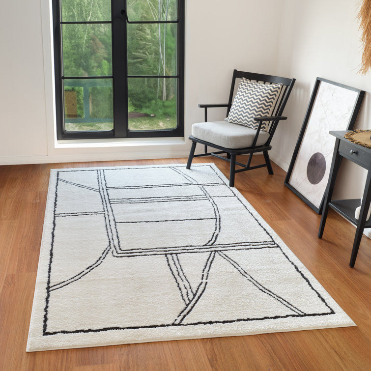 Gray Hand-Woven Geometric Outdoor Polyester Rug, 5' x 8'