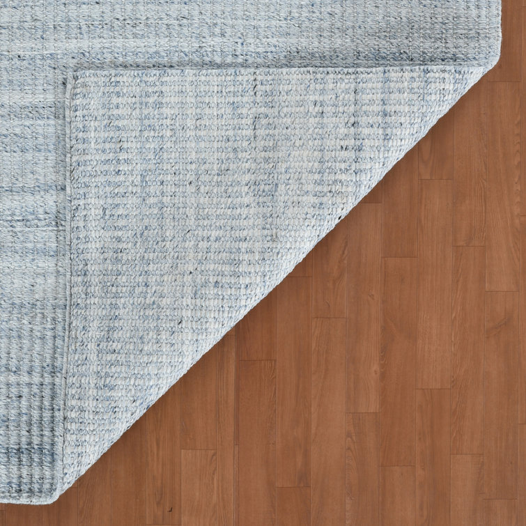 Sky Blue Geometric Hand-Woven Synthetic Area Rug