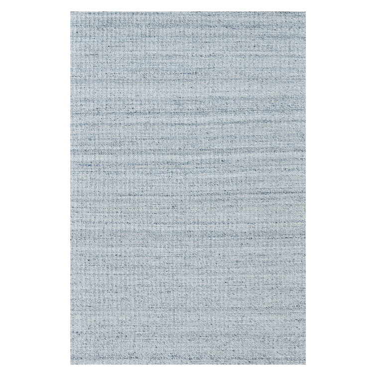 Sky Blue Geometric Hand-Woven Synthetic Area Rug
