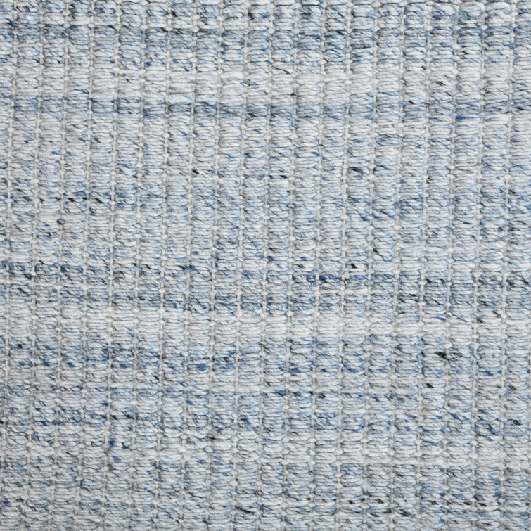 Sky Blue Geometric Hand-Woven Synthetic Area Rug