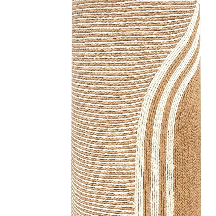 Harlee Beige Natural Woven Floor Lamp with Linen Shade