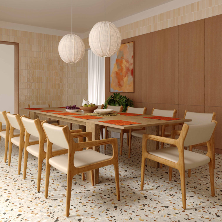 Natural Ash Wood Extendable Rectangular Dining Table for Eight