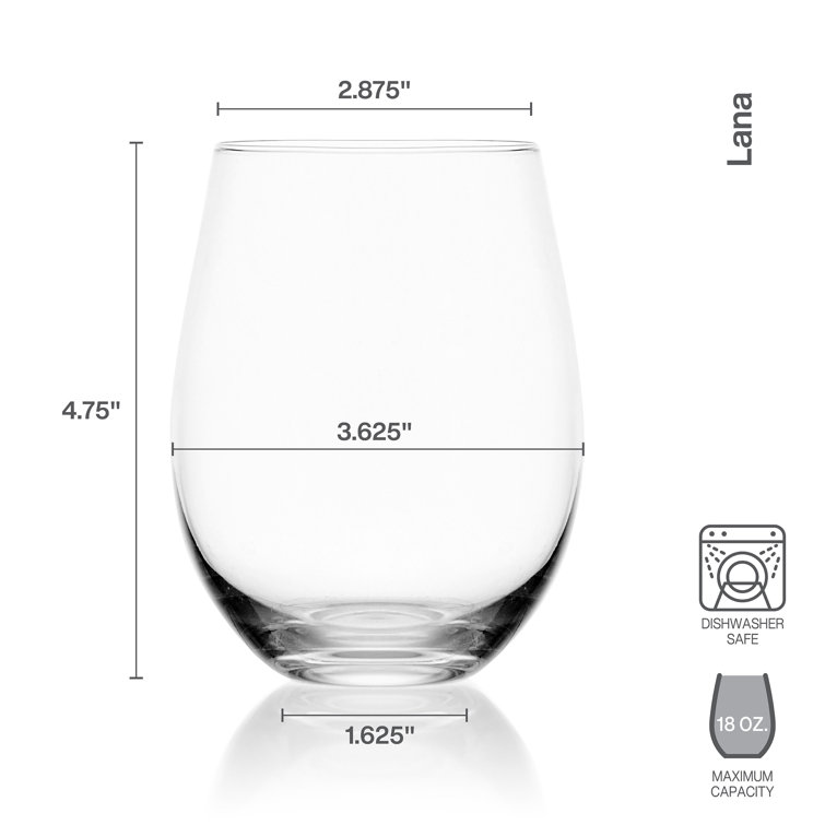 Lana Clear Lead-Free Crystal Stemless Wine Glasses, Set of 4