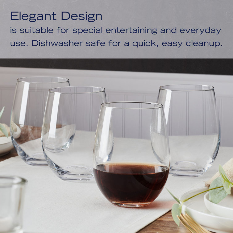 Lana Clear Lead-Free Crystal Stemless Wine Glasses, Set of 4
