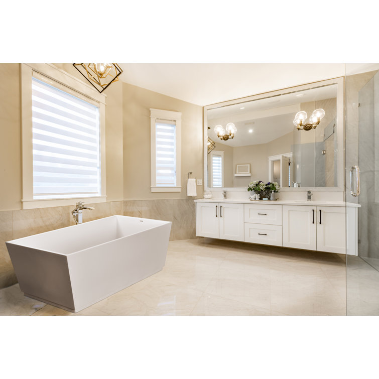 Matte White Acrylic Freestanding Rectangular Soaking Bathtub