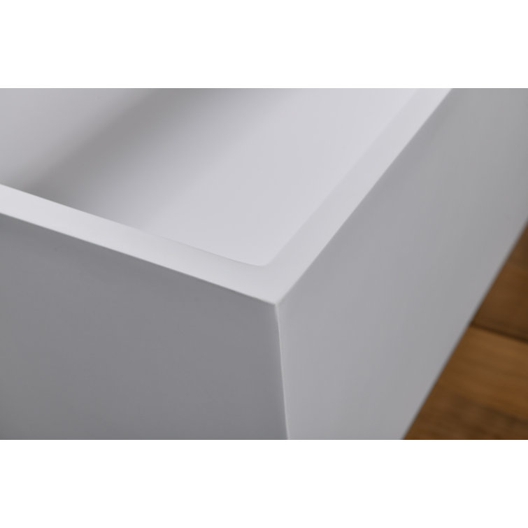 Matte White Acrylic Freestanding Rectangular Soaking Bathtub