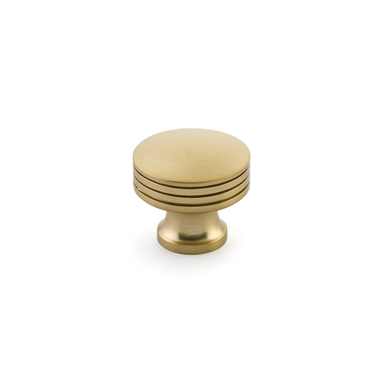 Signature Satin Brass Round Knob with Mounting Hardware