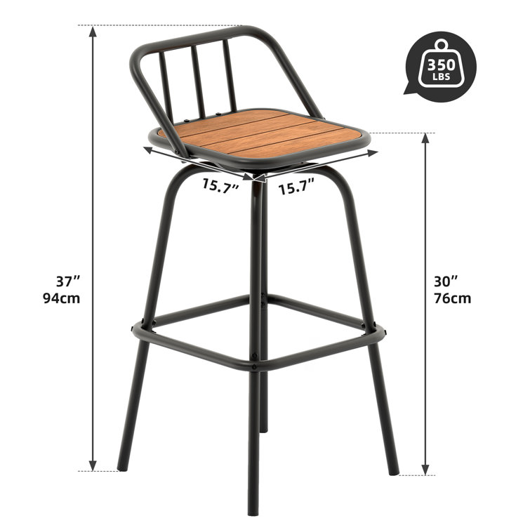 Brown and Black 30'' Industrial Metal Swivel Bar Stools, Set of 2