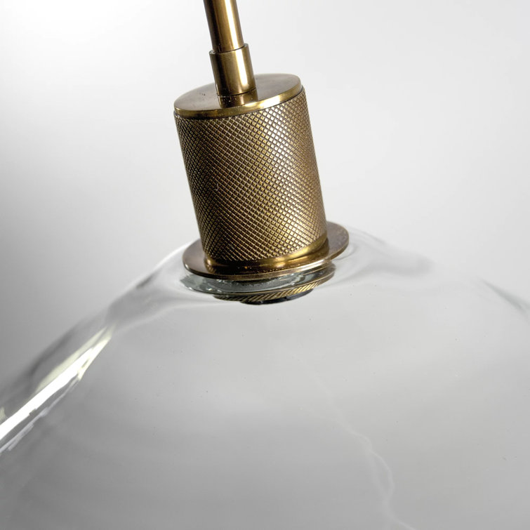Antiqued Brass and Clear Glass Cone Pendant Light