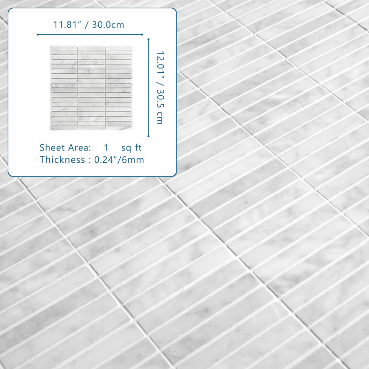 Carrara White Polished Marble Mosaic Tile for Wall and Floor