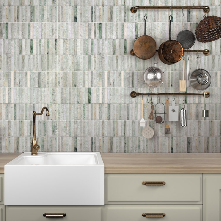 12x12 Green Polished Marble Mosaic Tile for Indoor and Outdoor