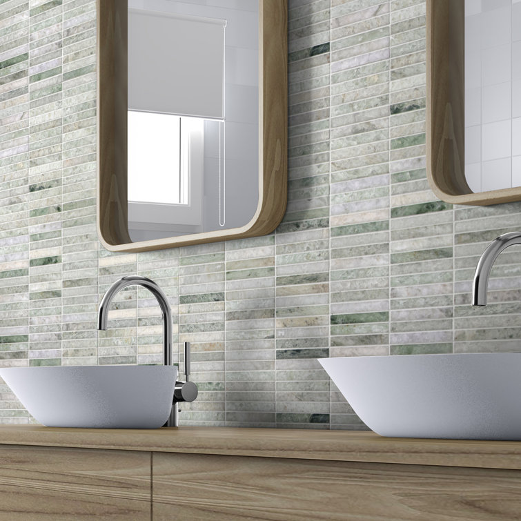 12x12 Green Polished Marble Mosaic Tile for Indoor and Outdoor