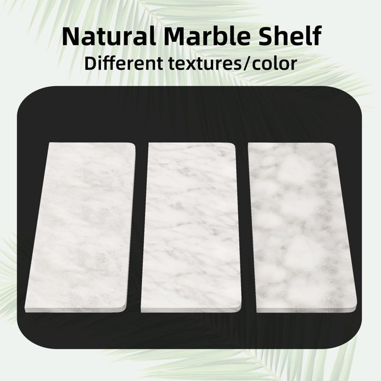 Brushed Nickel and Marble Double Toilet Paper Holder with Shelf