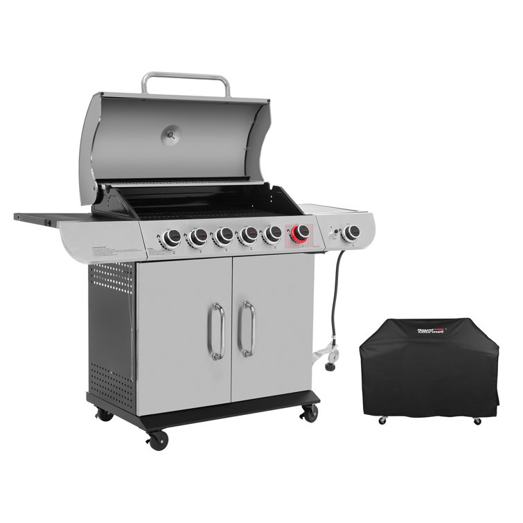 Stainless Steel 6-Burner Propane Gas Grill with Side Burner