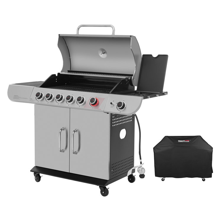 Stainless Steel 6-Burner Propane Gas Grill with Side Burner
