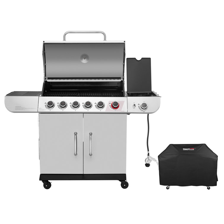 Stainless Steel 6-Burner Propane Gas Grill with Side Burner