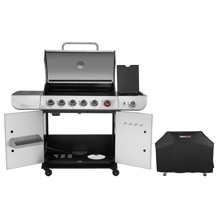 Stainless Steel 6-Burner Propane Gas Grill with Side Burner