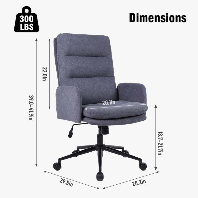 Gray Upholstered High Back Swivel Task Chair with Metal Frame