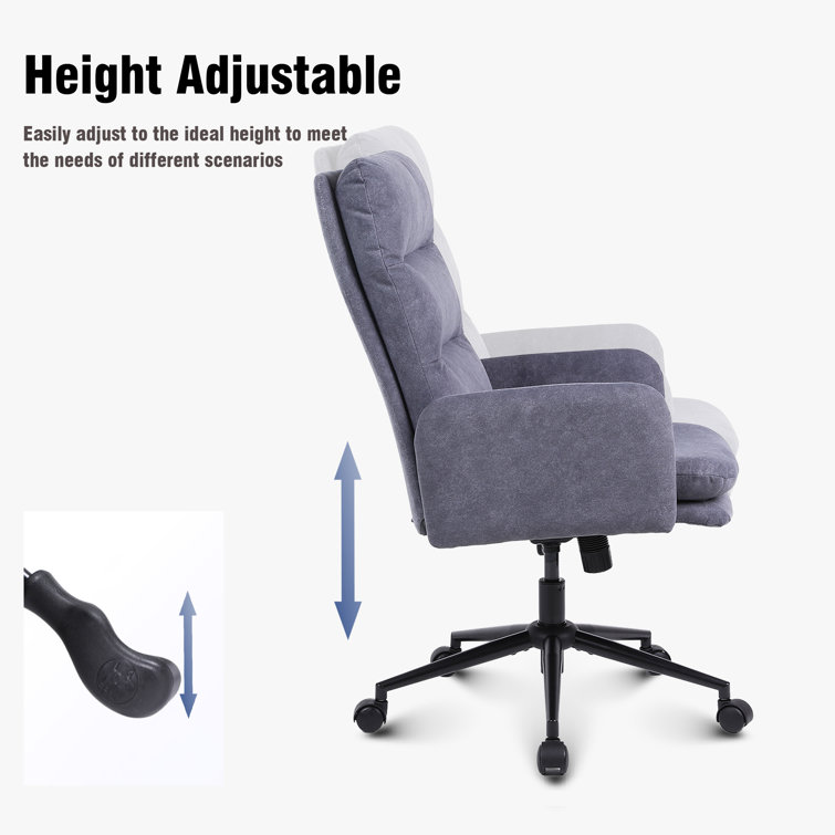 Gray Upholstered High Back Swivel Task Chair with Metal Frame