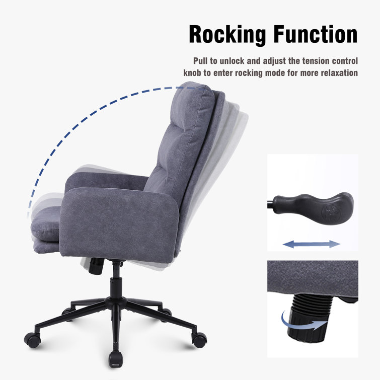 Gray Upholstered High Back Swivel Task Chair with Metal Frame