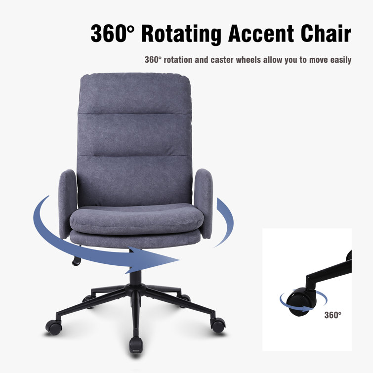 Gray Upholstered High Back Swivel Task Chair with Metal Frame
