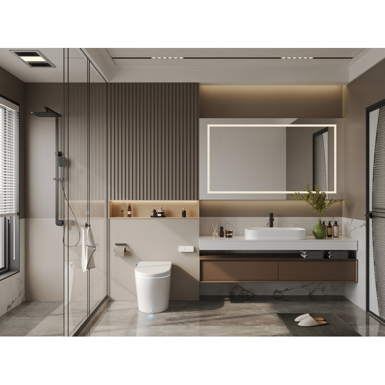 Elongated White Smart Toilet with Heated Seat and Warm Wash