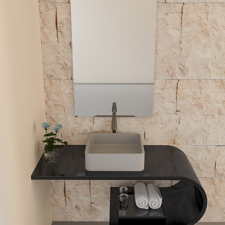 Cold Concrete Gray Ceramic Square Above-Counter Bathroom Sink