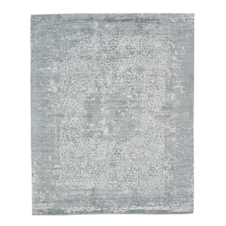 Samantha Handmade Pewter Gray Viscose 8' x 10' Area Rug