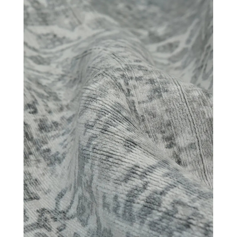 Samantha Handmade Pewter Gray Viscose 8' x 10' Area Rug