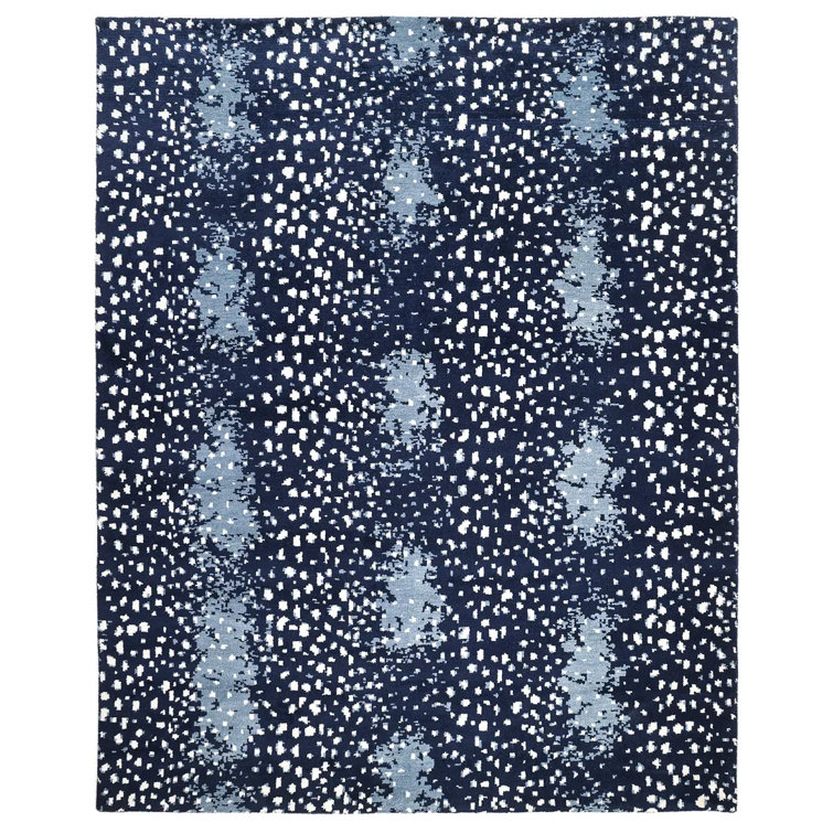 Navy Splendor Hand-Knotted Wool 8' x 10' Rectangular Area Rug