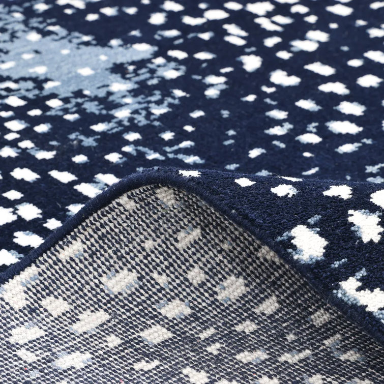 Luxurious Navy Wool 8' x 10' Hand-Knotted Area Rug
