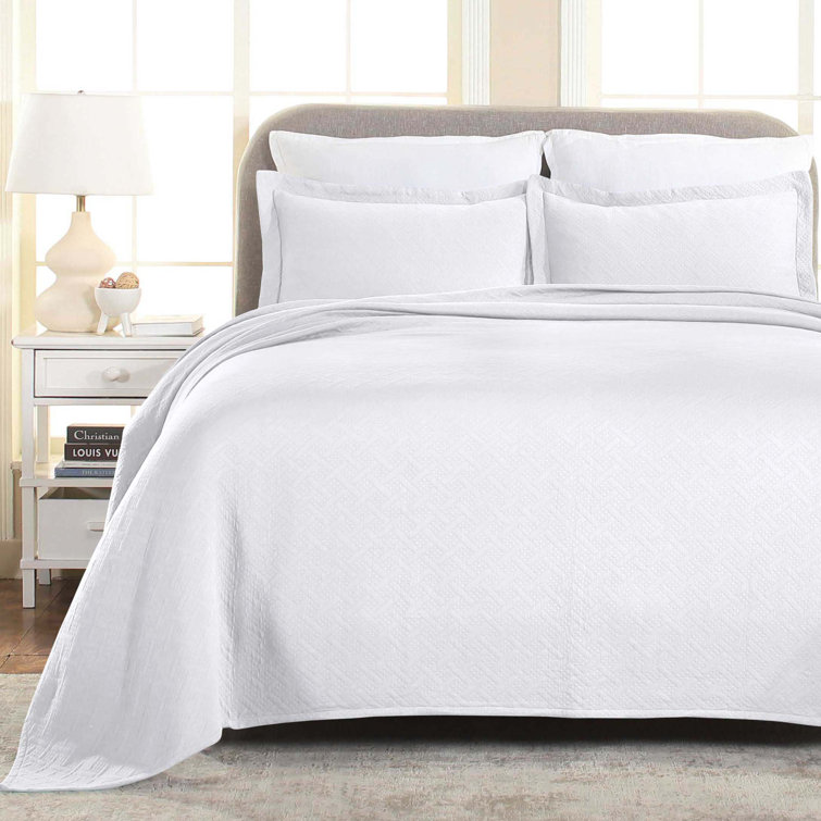 Garnet Twin Cotton Basket Weave Bedspread Set