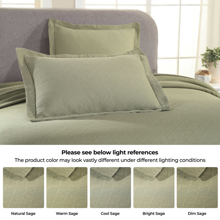 Sage Full Cotton Basket Weave Bedspread Set