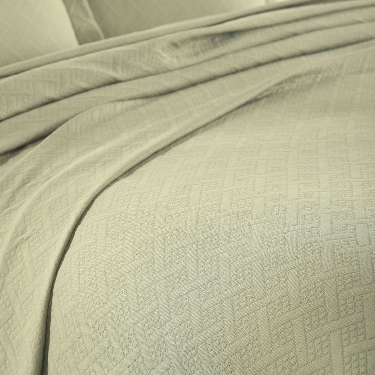 Sage Full Cotton Basket Weave Bedspread Set