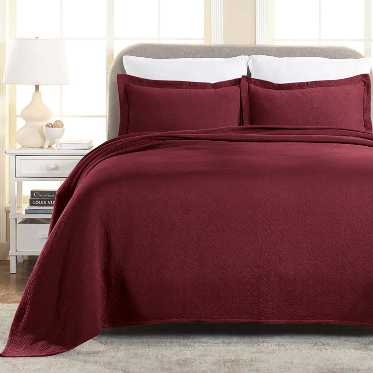 Garnet Twin Cotton Basket Weave Bedspread Set