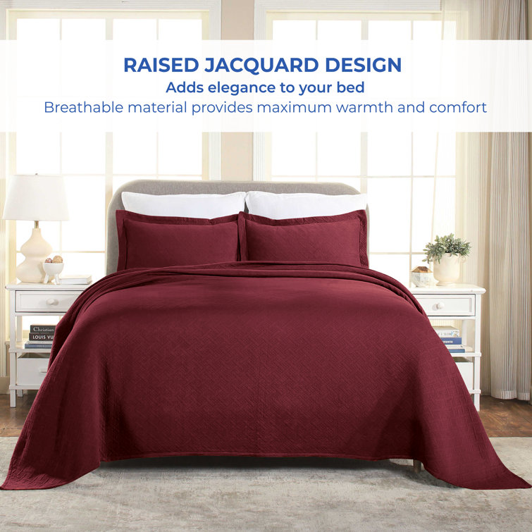 Garnet Twin Cotton Basket Weave Bedspread Set