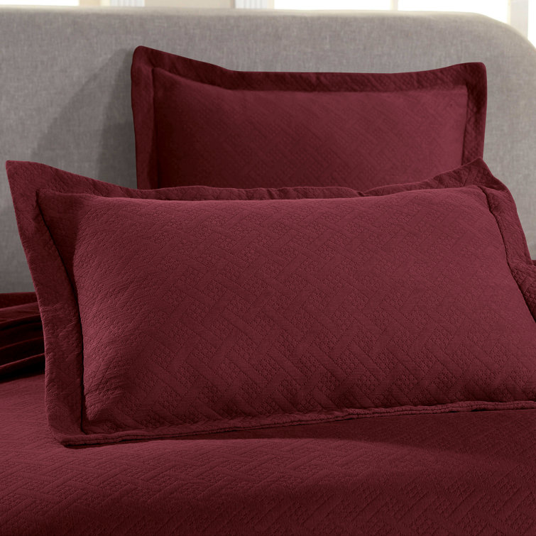 Garnet Twin Cotton Basket Weave Bedspread Set