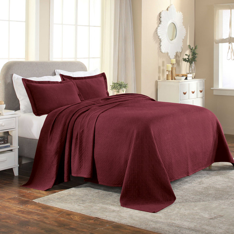 Garnet Twin Cotton Basket Weave Bedspread Set