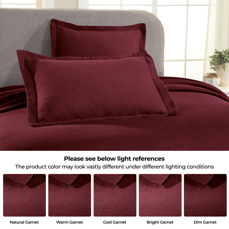 Garnet Twin Cotton Basket Weave Bedspread Set
