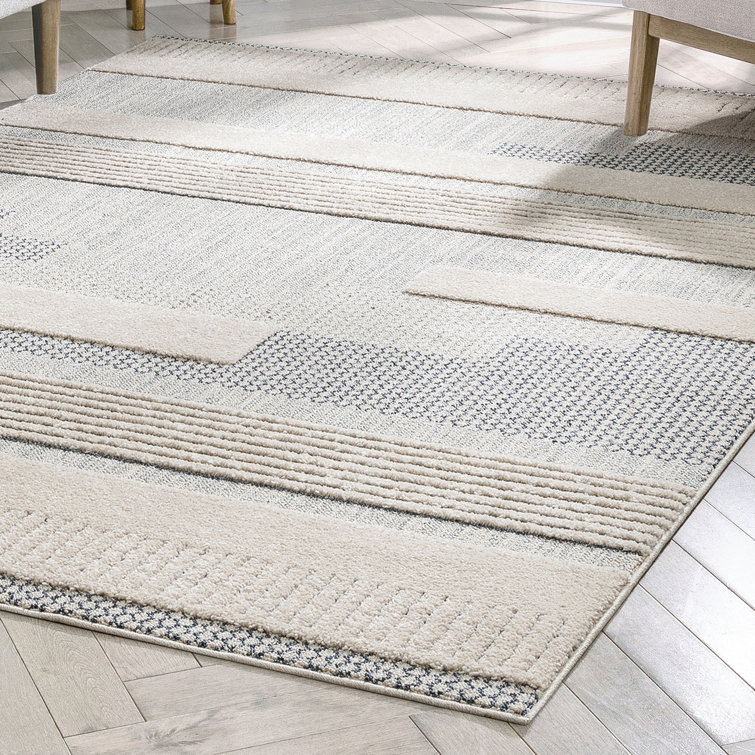 Harlow Light Blue Geometric 9' x 12' Easy-Care Synthetic Area Rug