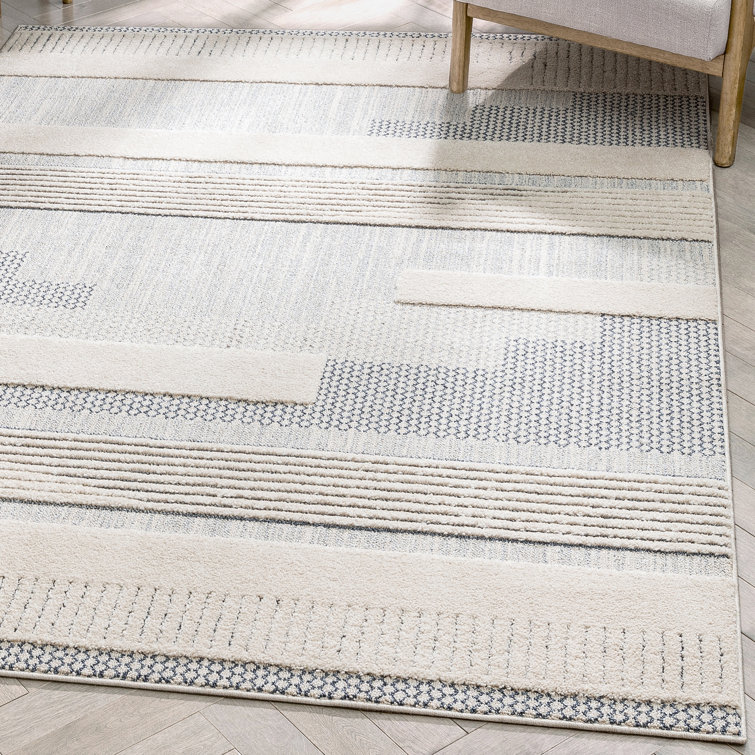 Harlow Light Blue Geometric 9' x 12' Easy-Care Synthetic Area Rug