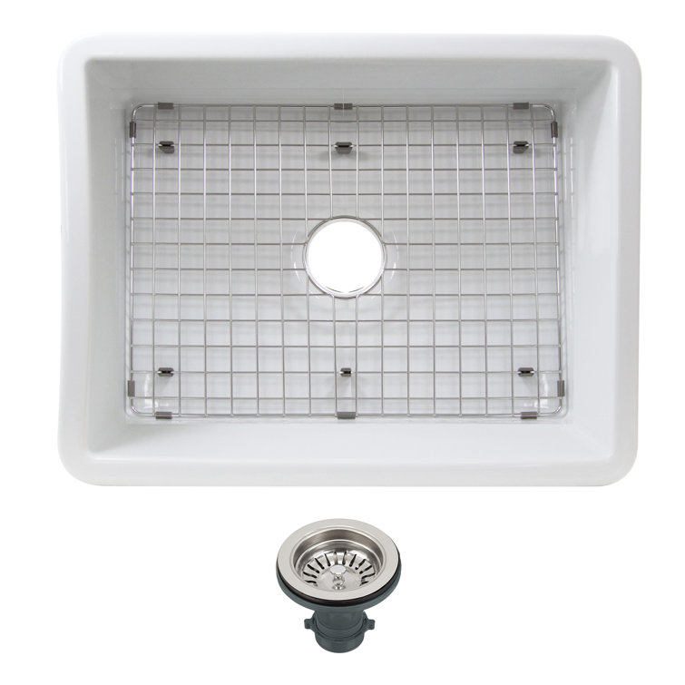 White Porcelain Enamel Glaze Single Bowl Fireclay Kitchen Sink