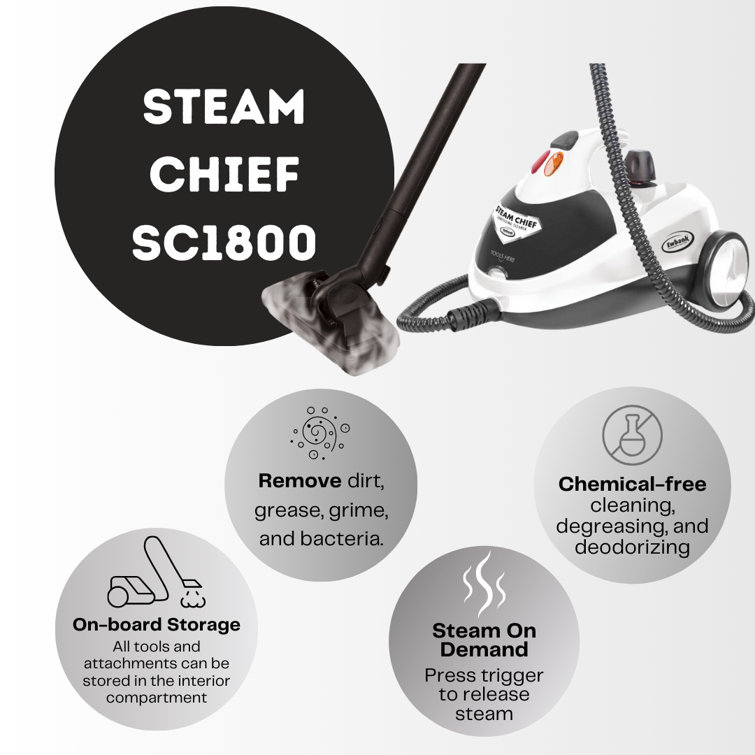 1800W White Multi-Purpose Steam Cleaner with Attachments