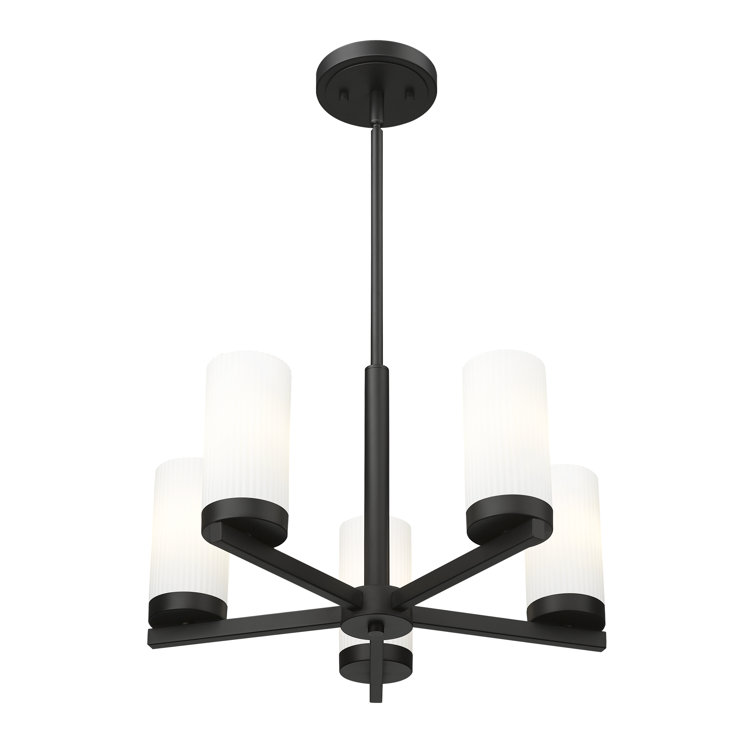 Matte Black Mini Chandelier with White Glass Shades