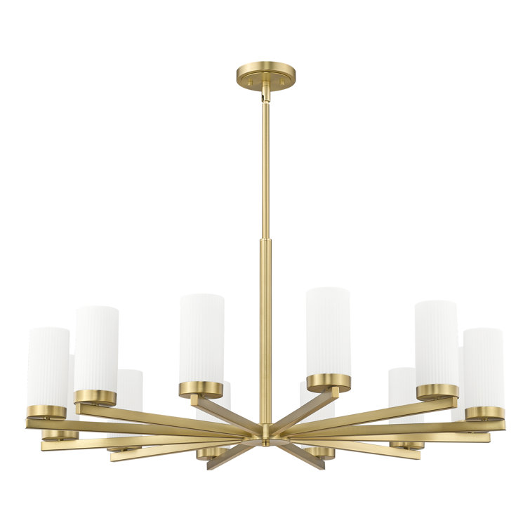 Modern Gold 12-Light Chandelier with Frosted Glass Shades